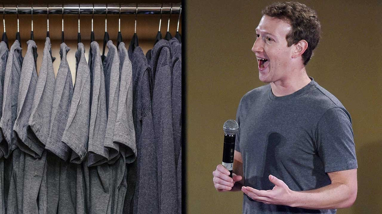 A clear photograph of Mark Zuckerberg wearing his iconic grey T-shirt and jeans, exemplifying his minimalist daily attire. Source: Business Insider